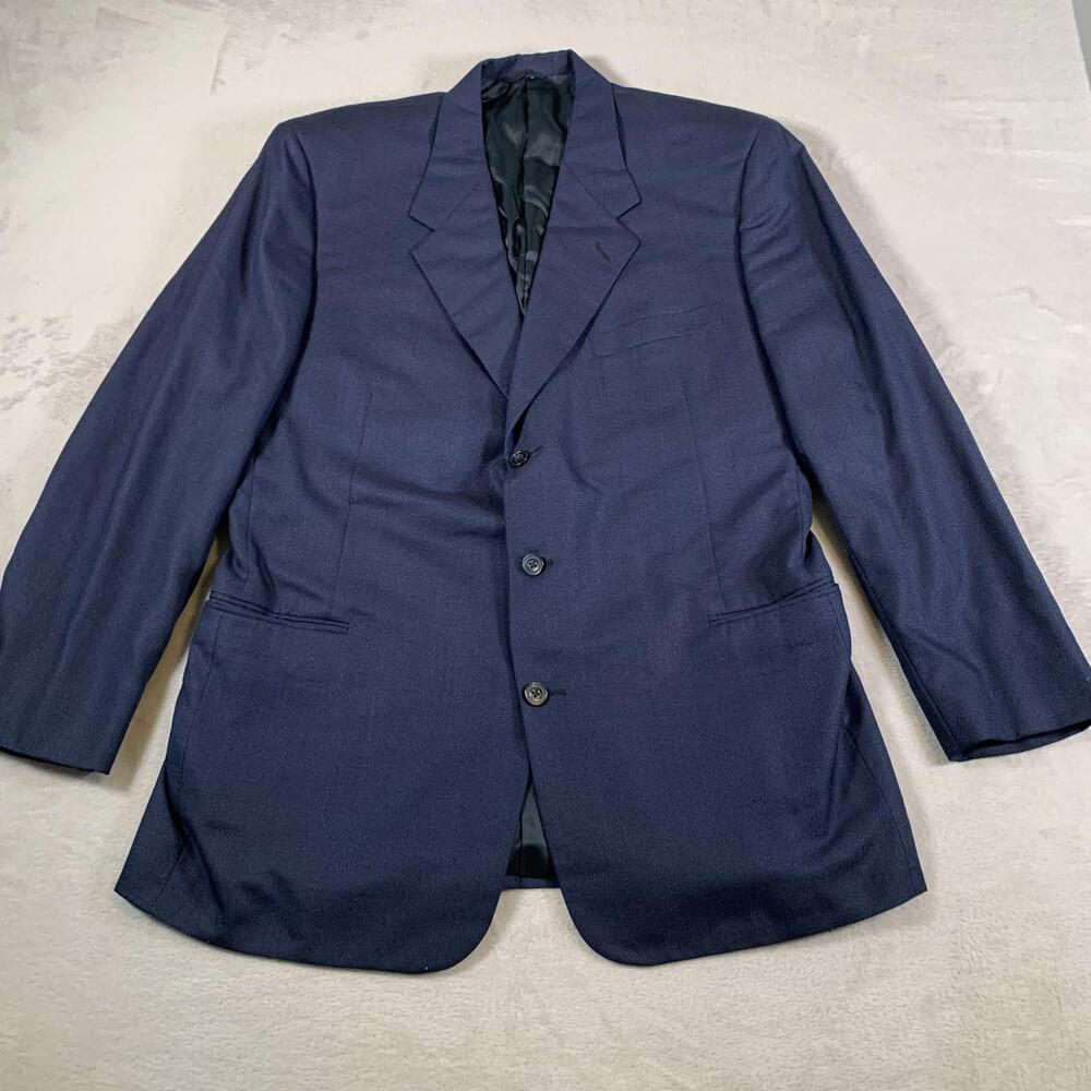 Tom James Filo A Mano‎ Blazer Mens 44 Long Blue Wool 3 Button Hand Tailored USA